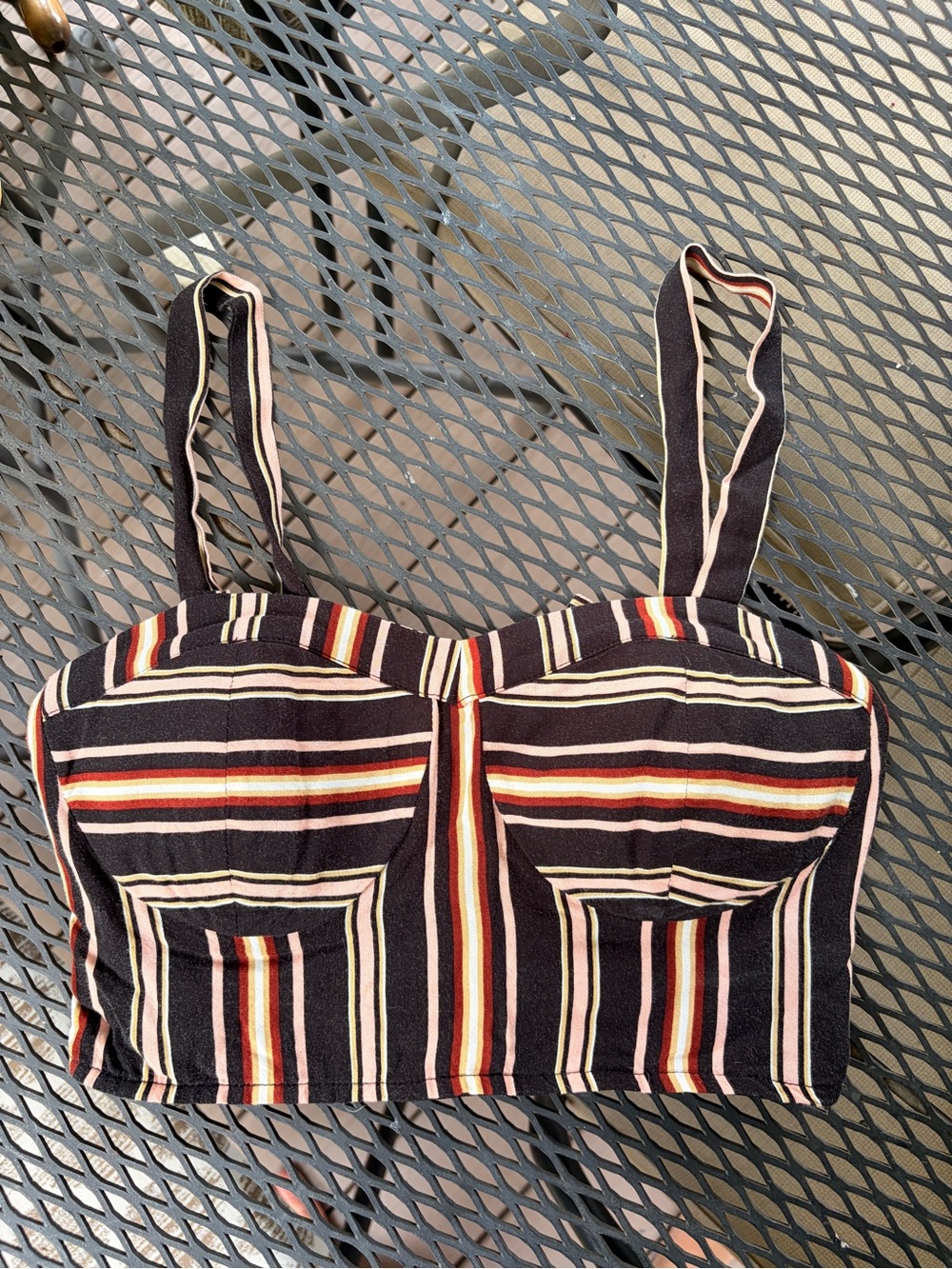 Striped Bustier Tank Top - Black Multi